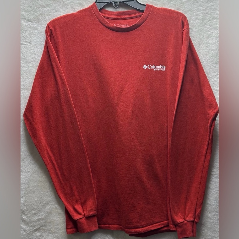 Columbia PFG Saltwater Flies Red Long Sleeve T Shirt Size Medium
